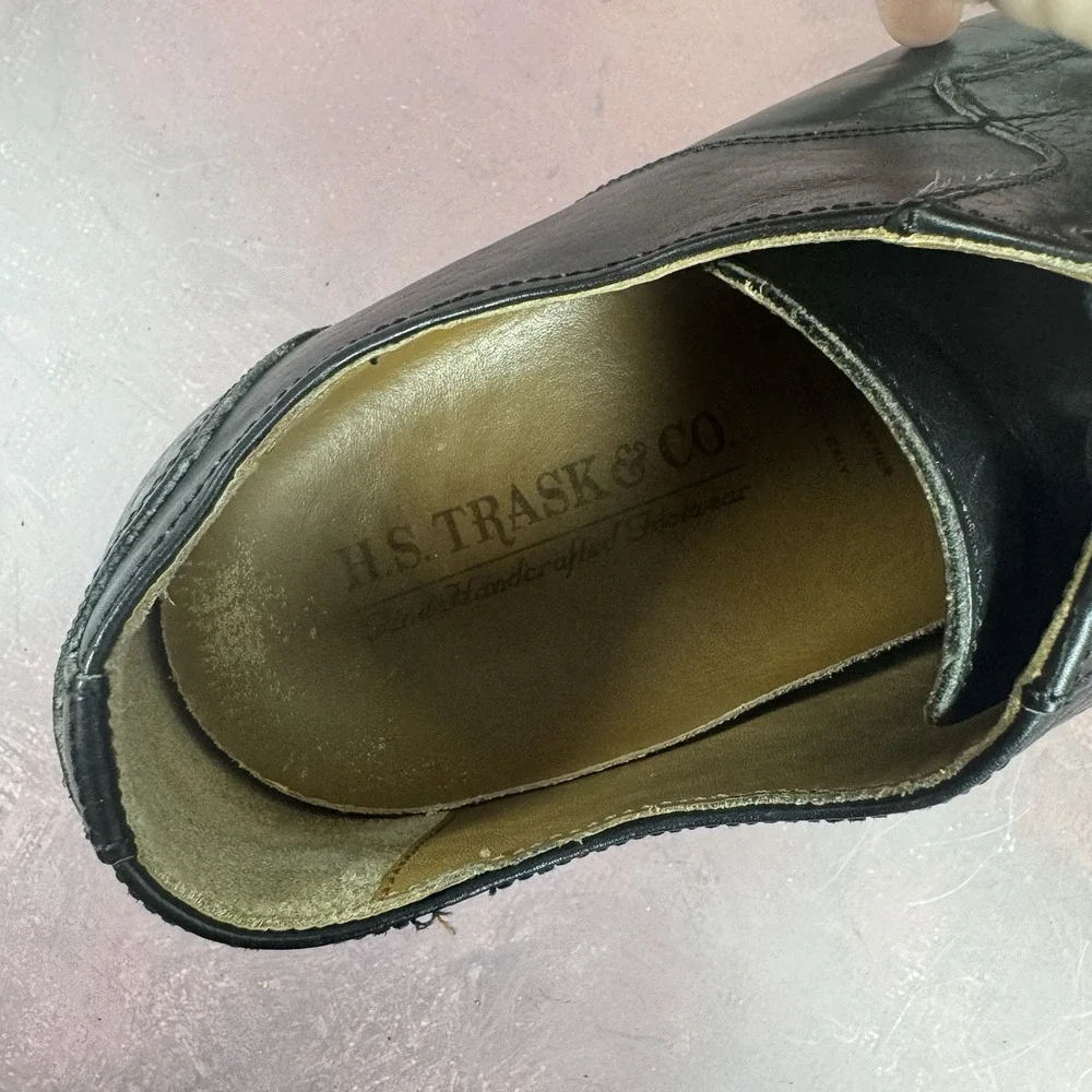 H.S. TRASK‎ Men's 10.5 Bison Leather Oxford Shoes Lace-up Black